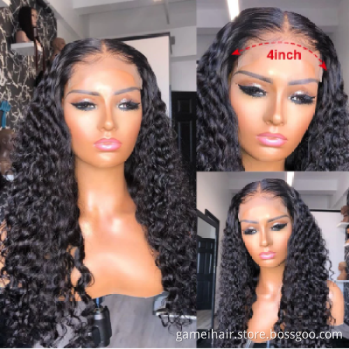 Wholesale Deep Wave Hd Full Lace Front Wig Baby Hair.   Cheap Raw Brazilian Virgin Human Hair Glueless Lace Frontal Closure Wig